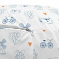 thumbnail image 3 of Dutch Pouf Cover with Zipper, Traditional Holland Culture Elements with Doodle Style Clogs Bicycles, Soft Decorative Fabric Unstuffed Case, 30" W X 17.3" L, Navy Blue Orange, by Ambesonne, 3 of 5