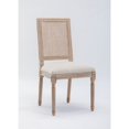 thumbnail image 3 of Dining Chairs Set of 2, French Linen Upholstered Dining Room Chairs with Rattan Fabric Backrest and Carving Solid Wood Leg, Farmhouse Style Accent Chair for Living Room Kitchen, Cream, 3 of 7