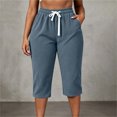 thumbnail image 5 of LIaqionyy Capri Pants for Women Corduroy High Waisted Wide Leg Cropped Pant Casual Loose Trouser with Pockets, 5 of 8