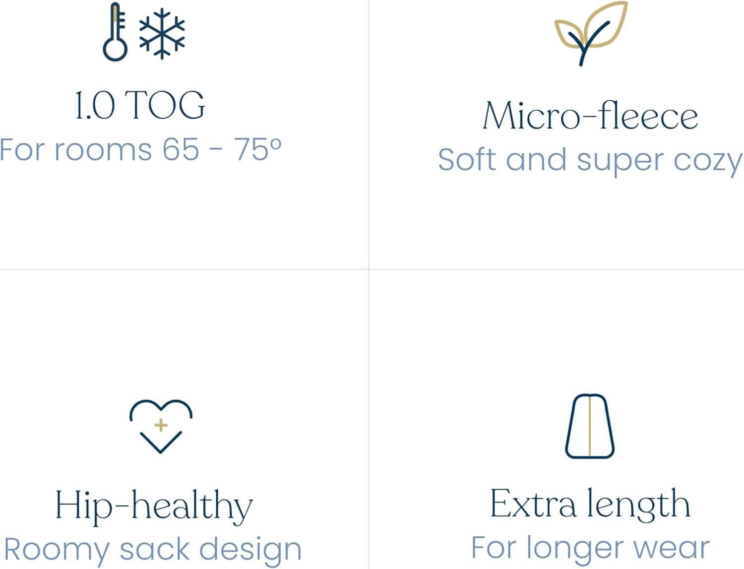 HALO Sleepsack, Micro-Fleece Wearable Blanket, Swaddle Transition Sleeping Bag, TOG 1.0, Gingham Blue