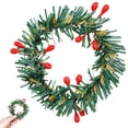 thumbnail image 2 of Mini Wreaths 10pcs, Small Christmas Wreaths for Candle Decor, Artificial Greenery Rings with Berry Accents, 3.15 Inch Round Wreaths for Table, Cabinet, Mantel and Crafts, 2 of 5