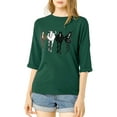 thumbnail image 1 of INSPIRE CHIC Woman's Drop Shoulder 3/4 Sleeves Horse Print Loose Tops, 1 of 4