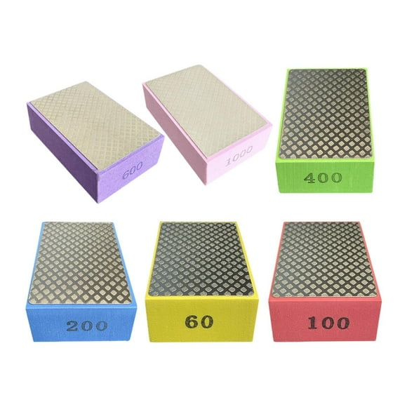 6 piezas de almohadillas para pulir a mano, bloques de lijado, herramienta de pulido profesional para azulejos y vidrio, 60, 100, 200, 400, 600 y 1000