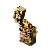 Unique Retro Soft-Flame Copper Mechanical Kerosene Lighter, Automatic Ignition, Refillable, Steampunk, Gear Linkage, Safety Lock, Luxury, Complex, Collectible, Gift for Boyfriend, Thorens