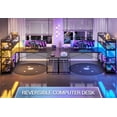 thumbnail image 3 of SEDETA L Shaped Gaming Desk, 63'' Reversible Computer Desk with Power Outlet and Storage Shelves, Corner Gaming Desk with LED Lights, Bookshelf for Home Office, Black, 3 of 7