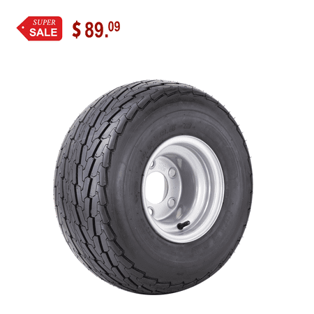 WANDA Trailer Tire Wheel Assembly 18.5x8.5-8 8-Ply D 83L w/ 5 Lugs on 4.5" PCD Silver Rim Installed