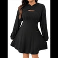 thumbnail image 1 of Conjunto de 2 Piezas de Suéter, Vestido, Capa Sin Mangas y Cárdigan Corto de Larga para Mujer, Color Negro, Talla XS, 1 of 7