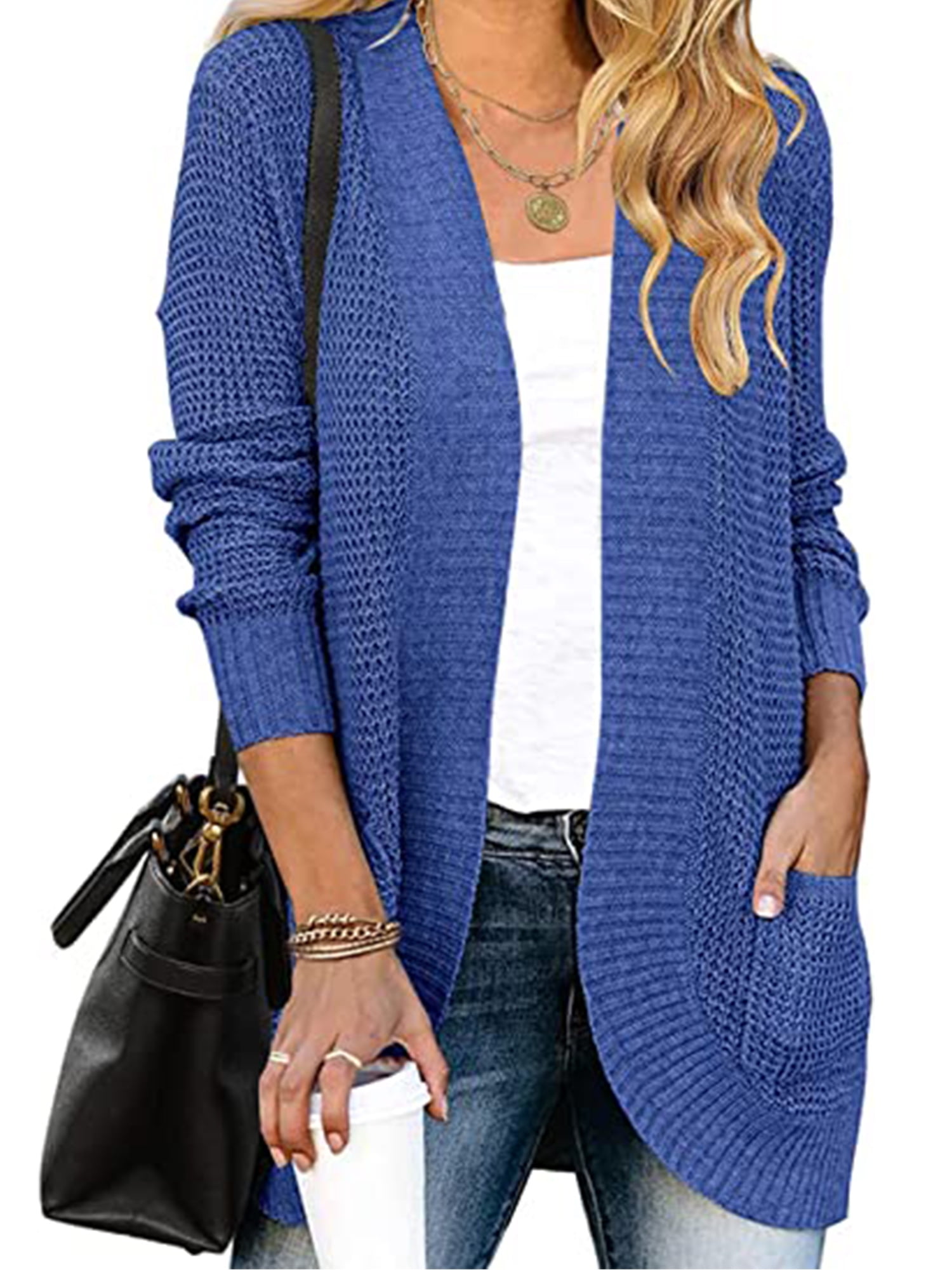 Women's Chunky Knit Open Front Cardigan with Pockets Ethiopia Ubuy