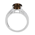 thumbnail image 2 of Mauli Jewels Rings for Women 2.52 Carat Oval Smokey Quartz and Diamond Ring 4-Prong 10K White Gold, 2 of 6