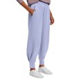 thumbnail image 1 of Pantalones deportivos de mujer de cintura alta con puños en los tobillos: color liso, con bolsillos, estilo informal/deportivo para otoño-invierno., 1 of 8