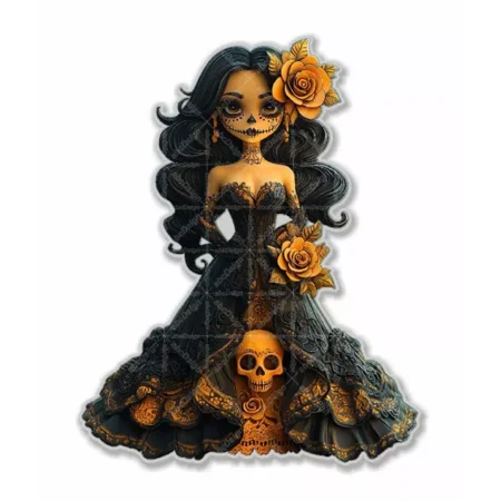 Day Of The Dead Catrina Dia De Los Muertos Sticker Phone Decal Water Bottle Stickers Car Decals, Laptop Sticker