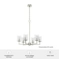 thumbnail image 7 of Hunter - Kerrison 6-light Brushed Nickel, Large Chandelier, Dimmable, Candle Shaped, for Bedrooms, Dining, Living Rooms - 19535, 7 of 7