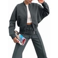 thumbnail image 3 of Conjuntos de Salón para Mujer, Conjunto Deportivo de 2 Piezas, Sudadera, Pantalón Deportivo de Pierna , Conjunto Deportivo A Juego Gris Oscuro M, 3 of 8