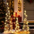 thumbnail image 2 of Costway 32" 24" 16" Set of 3 Lighted Rattan Cone Trees with LED Lights and Metal Frame, 2 of 9
