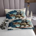 thumbnail image 3 of Erosebridal Panda Riding Dinosaur Coverlet Set King,Japanese style Bedding Set,Ocean Bedroom Decor,Ultra Soft,3 Pieces, 3 of 5