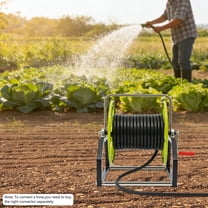 ToppiJoy Green Garden Hose Reel, Heavy Duty Wall Mounted Water Hose Reel with Crank Handle, Hose Reels for Outside, Holds 328-Feet of 0.55-Inch Hose