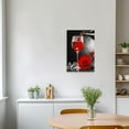 thumbnail image 3 of ZHONGYUTONG Red Wine Wall Decor Kitchen Canvas Picture Black White and Red Wine Glass Rose Painting Prints Modern Abstract Artwork for Restaurant Dining Room Bar Decor (12.00" x 18.00"), 3 of 5