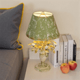 thumbnail image 2 of Vintage-Style Table Lamp with Distressed Green Shade and Floral Base, Rustic Home Decor Accent Piece, 1pc, 2 of 7