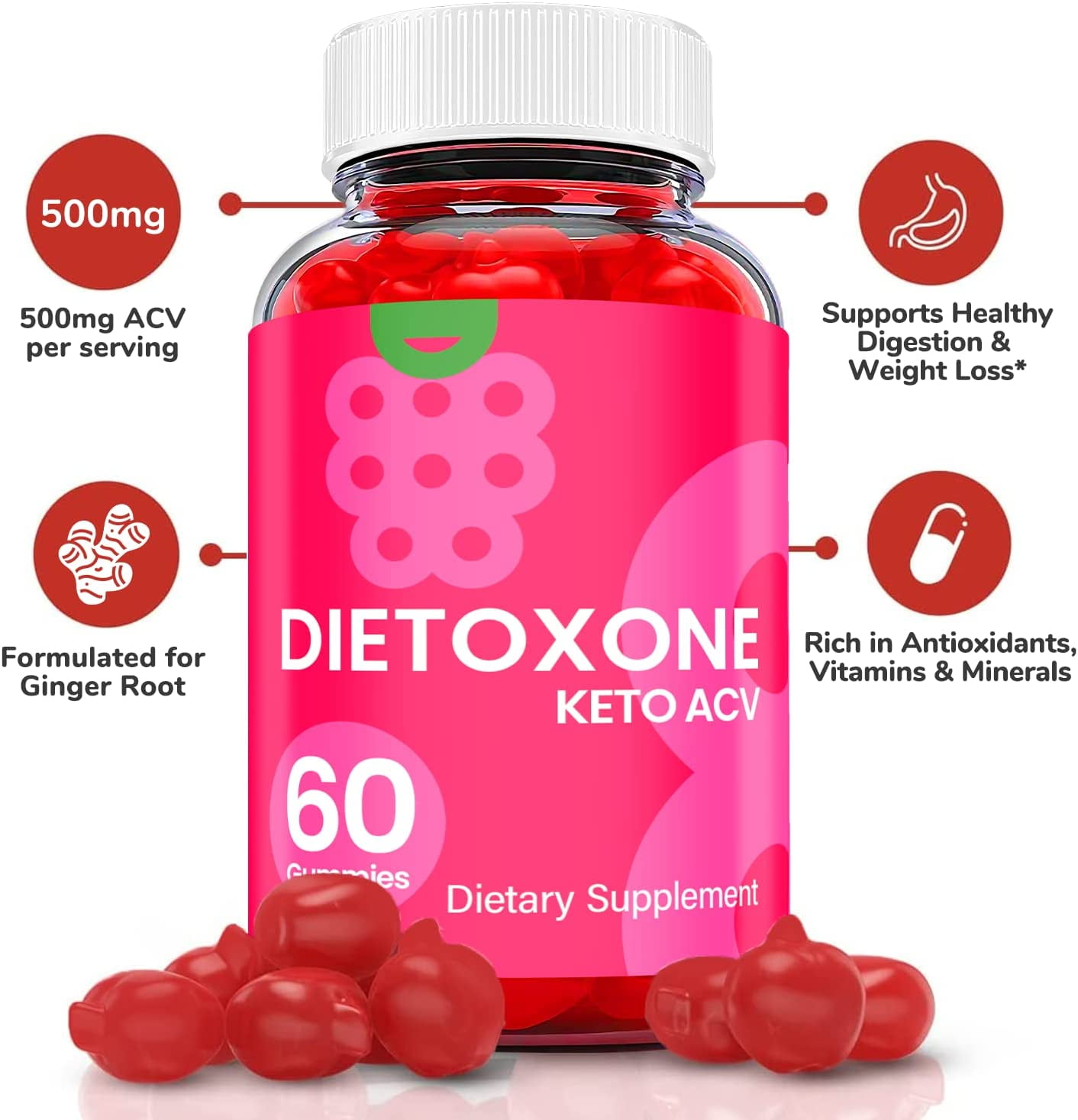 (2 Pack) Dietoxone Keto ACV Gummies - Supplement for Weight Loss - Energy & Focus Boosting Dietary Supplements for Weight Management & Metabolism - Fat Burn - 120 Gummies