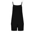 thumbnail image 6 of Htigea Women's Linen Two Piece Sets Breathable Adjustable Straps Camisole Sleeveless Tops and Shorts Casual Comfy Beach Travel Outfits Black M, 6 of 7