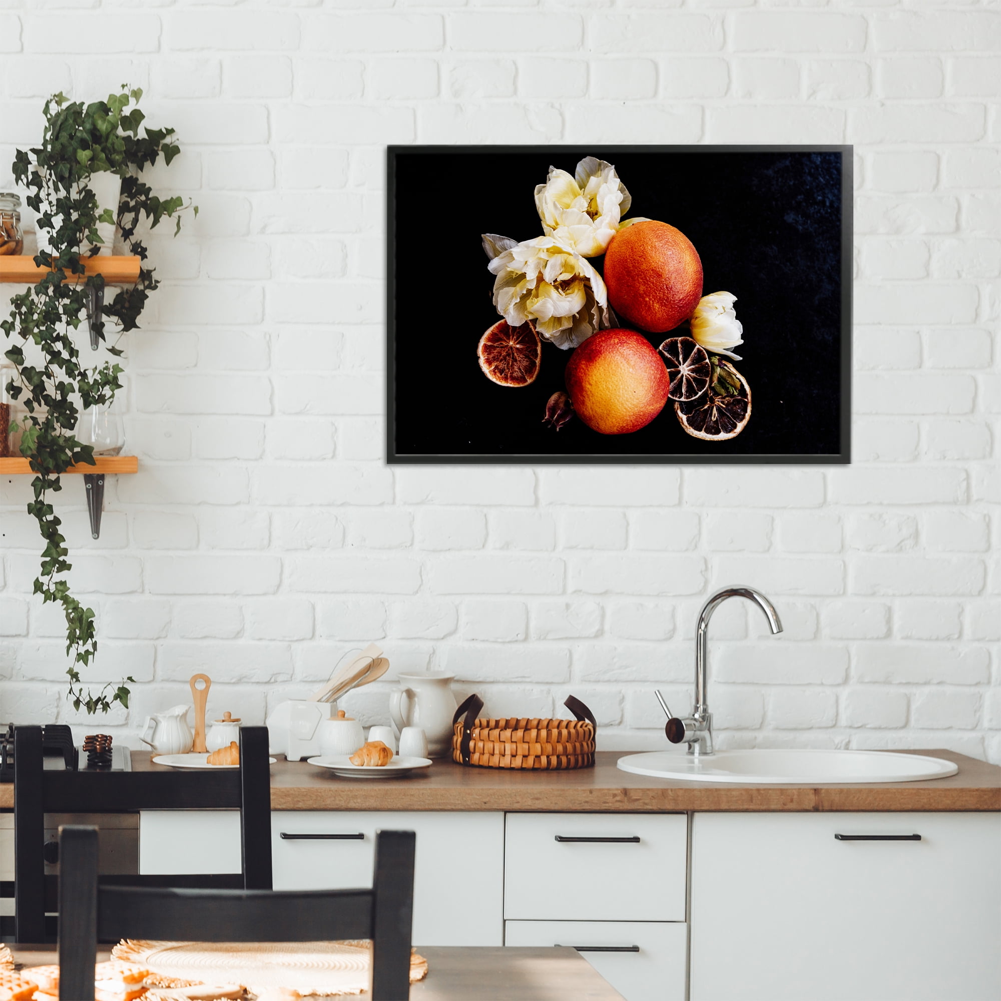 The Still Spring Fruit Black Framed Giclee Art, design by Amy Carroll