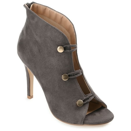 

Journee Collection Womens Brecklin Back Heel Zip Open Toe Stiletto Booties