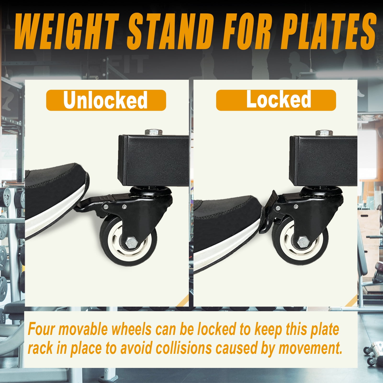 KORIKAHM Upgraded Movable Weight Plate Rack with Wheel, Portable Bumper Plate Holder Stand for Weight Storage, Strength Training Vertical Weight Tree for Home Gym Workout
