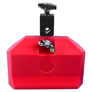 Red Plastic Cowbell for Drum Set, Percussion Accessory with Adjustable Clamp, Reliable Jam Block for Drum Kit, Present for Drummers and Music Educators
