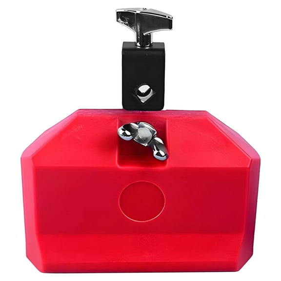 Red Plastic Cowbell for Drum Set, Percussion Accessory with Adjustable Clamp, Reliable Jam Block for Drum Kit, Present for Drummers and Music Educators
