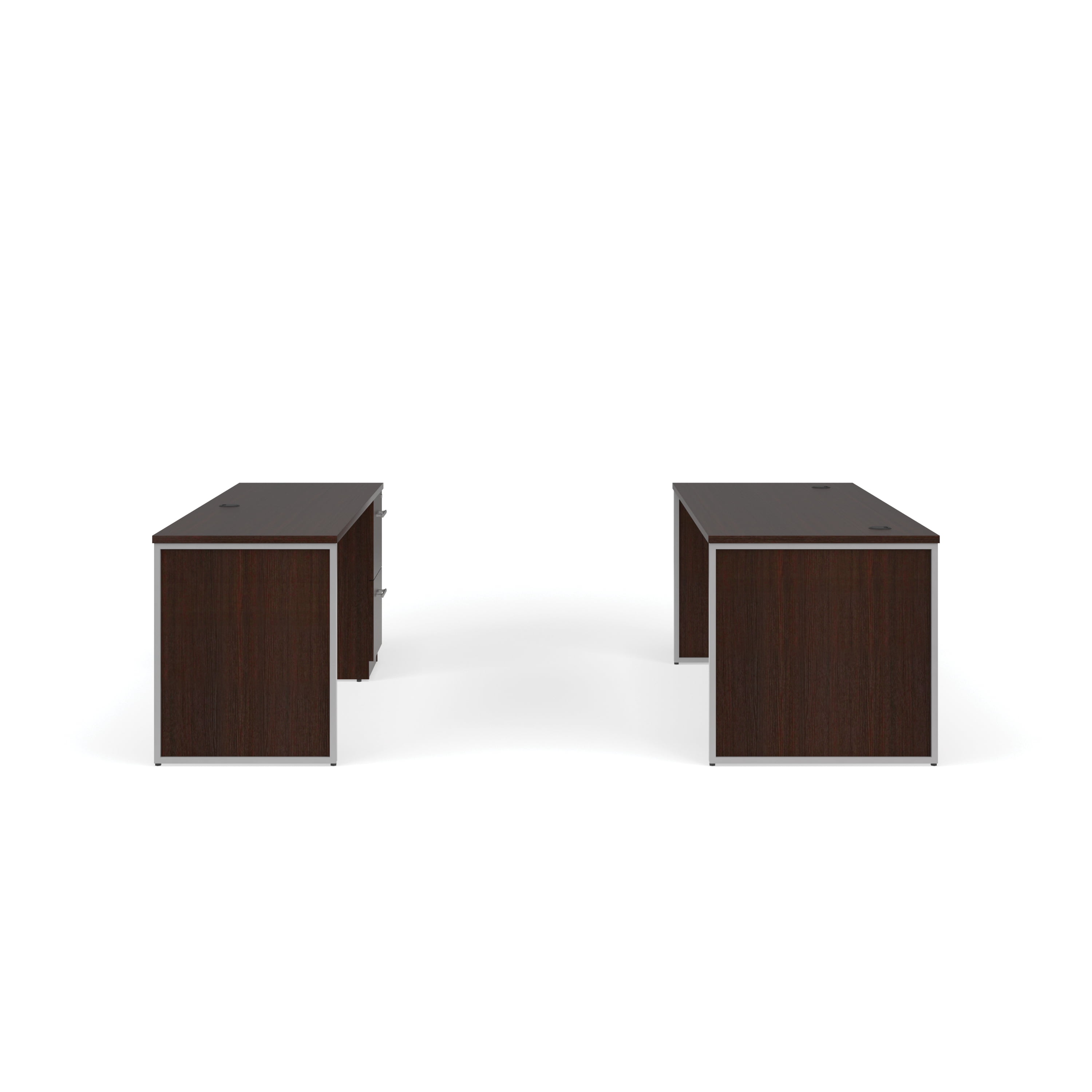 OFM Fulcrum Series Office Furniture Set, 72" Table Desk, 72" Credenza, Filing Cabinet, Leg Panels, in Mahogany
