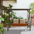 thumbnail image 7 of TOTAL 2-Seat Outdoor Patio Porch Swing with Adjustable Canopy and Solar LED Light, Deluxe Hammock Swing Glider and 2 Sunbrella Cushions, Perfect for Outdoor Garden, Balcony,and Backyard, 7 of 7