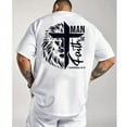 thumbnail image 2 of Men's T-Shirt with Lion Cross Print & "Man of Faith" - Clear Statement of Faith (1 Corinthians 16:13), 2 of 6