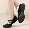thumbnail image 5 of Black Women'S Full Coverage Canvas Dance Shoes With Mid Heel For Practice And Performance, 5 of 9
