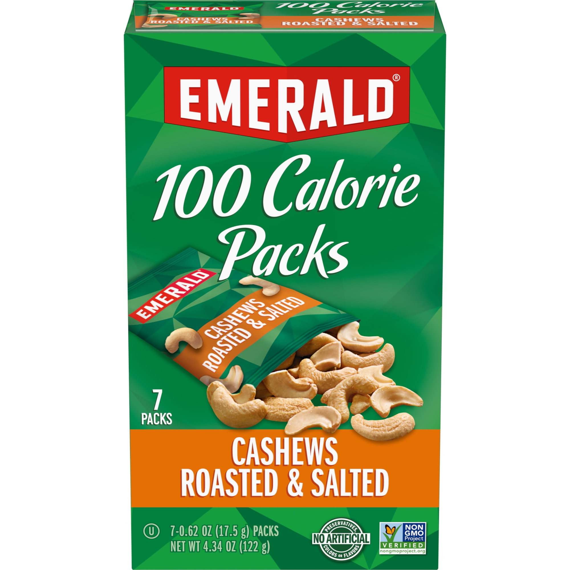 Emerald Nuts, Cashews Roasted & Salted, 100 Calorie Packs, 7 Ct, 4.34