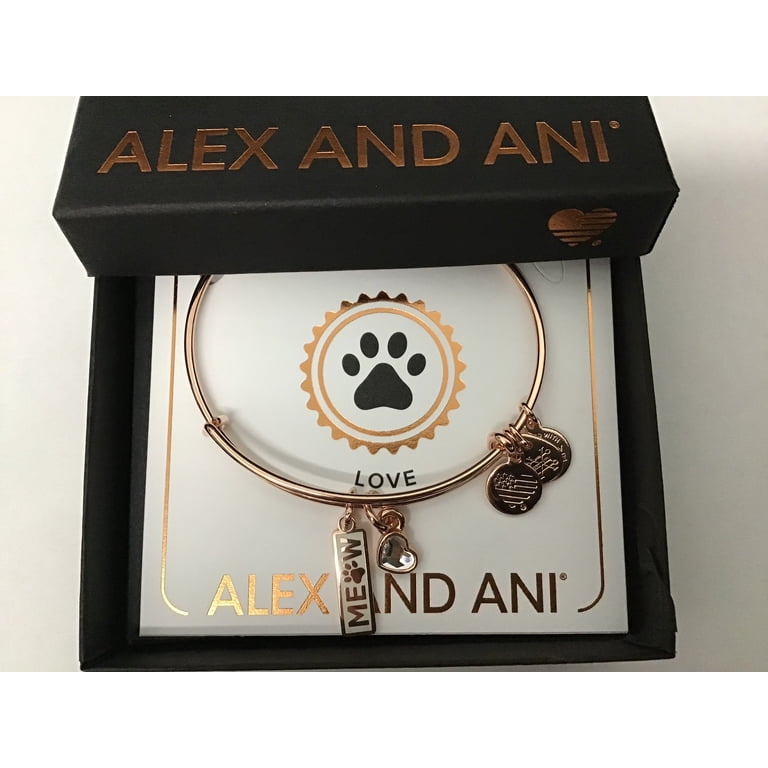 Alex and Ani Meow Duo Charm Bangle Shiny Gold