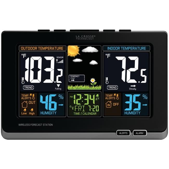 Atomic Clocks with Temperature Humidity Newentor Weather Station Wireless Indoor Outdoor Thermometer Large Color Display Weather Monitor with Calendar and Adjustable Backlight for Home 