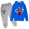 thumbnail image 3 of Conjunto de 2 piezas de sudadera con capucha y pantalones con estampado de ídolo de fútbol Cr7 para niños de 3 a 13 años, ropa informal para bebés, 3 of 5
