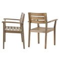 thumbnail image 4 of GZXS Acacia Wood Dining Chair Set of 2, Outdoor Weather-Resistant Patio Armchairs with Slatted Seat and Back, 350lbs Weight Capacity, Gray, 4 of 10