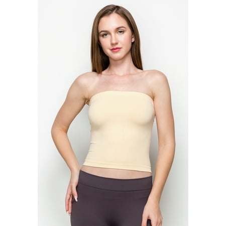 

Kurve by Idea Seamless Medium Length Bandeau Strapless Tube Top Bra Made in USA