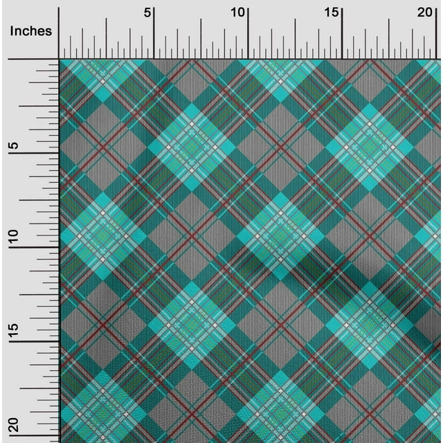 oneOone Viscose Jersey Fabric Tartan Check Print Fabric By Yard 60 Inch Wide