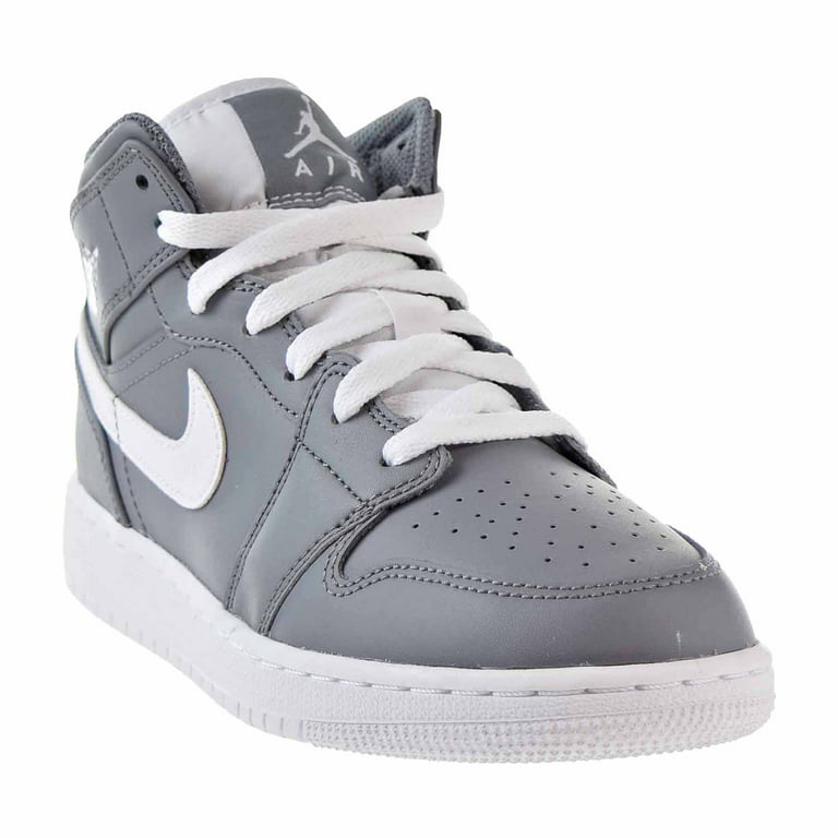 Air Jordan 1 Mid BG Big Kids Shoes Cool Grey/White/white 554725-036 