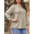 thumbnail image 3 of MIFATER Plus Size Tunic Tops for Women Fall Loose Fit Long Sleeve T Shirts Fashion Round Neck Pleated Blouses for Lady Tops, 3 of 5