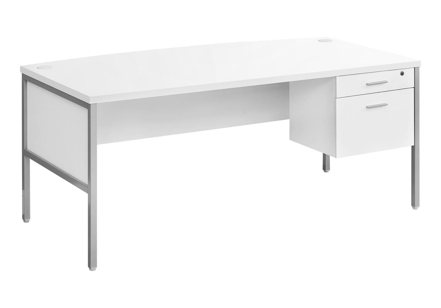 Monarch Specialties Computer Desk, 72"l, Home Office, Work, Laptop, Commercial Grade, File Storage Drawer, White Laminate, Silver Metal, Contemporary, Modern