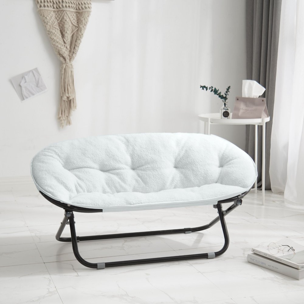 Heritage Club Kids Sherpa Double Saucer Chair, White, Polyester