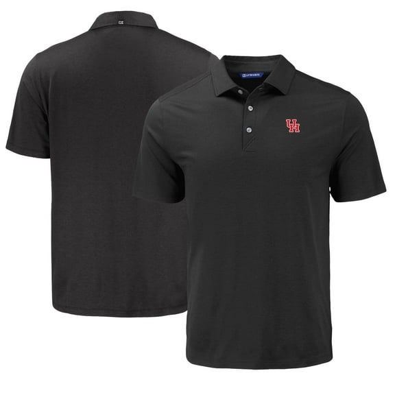 Men's Cutter & Buck Black Houston Cougars Coastline Epic Comfort Eco Recycled Polo