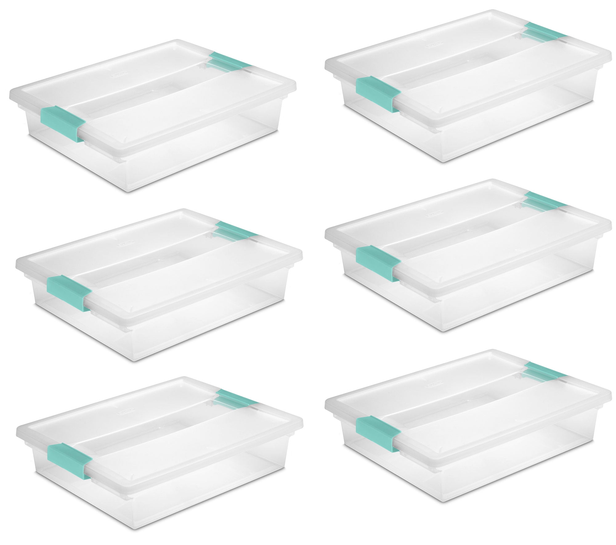 6 Pack1496 Sterilite 32-Quart Clear Stackable Latching Storage Box Container 