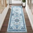 thumbnail image 3 of ZACOO 2' x 6' Machine Washable Runner Rug Traditional Area Rugs Carpet Farmhouse Foldable Accent Rug for Hallway Kitchen, Blue, 3 of 8