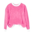 thumbnail image 2 of Chandails d'Automne et d'Hiver Grande Taille pour Femmes, Chandail à Capuchon à Col Rond en Flanelle Uni à la Mode et Décontracté, Chandails à Capuchon Amusants, Rose G, 2 of 4