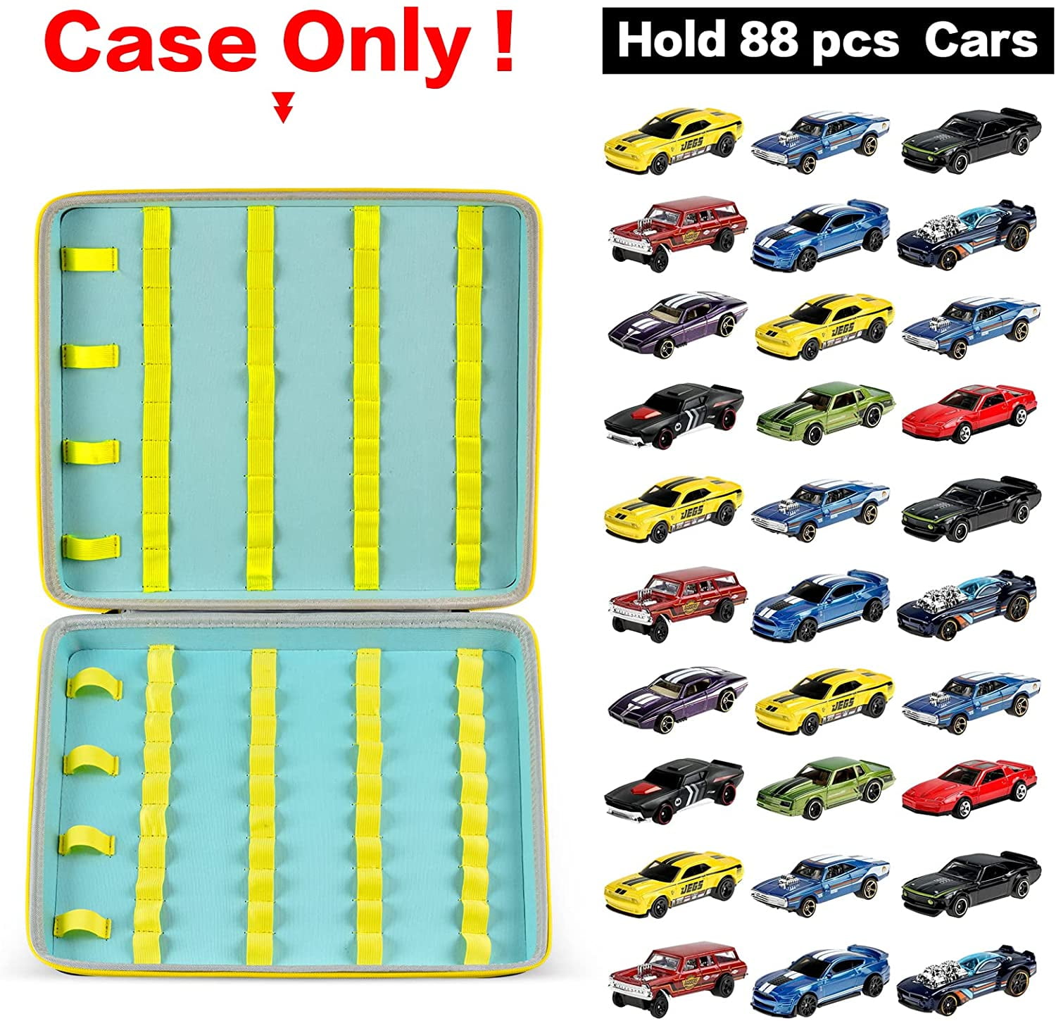 Toy Storage Organizer Case, 88 Car Display Carrying Container Holder (Box Only)