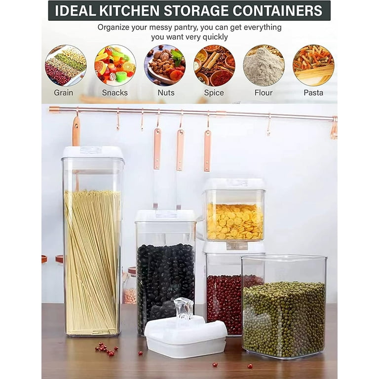 ROMUCHE Airtight Food Storage on Clearance,Containers 6 PCS BPA Free Air  Lock Flip Tight Container with Lids for Kitchen Pantry and Dried Fruit  Cereal Flour Sugar Canister Sets with 10 Labels 